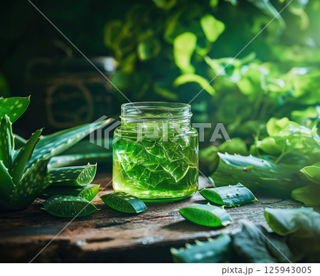Fresh slices aloe vera leaves covered water drops isolated on plain light background. Fresh slices aloe vera leaves covered water drops isolated on plain light background. 125943005