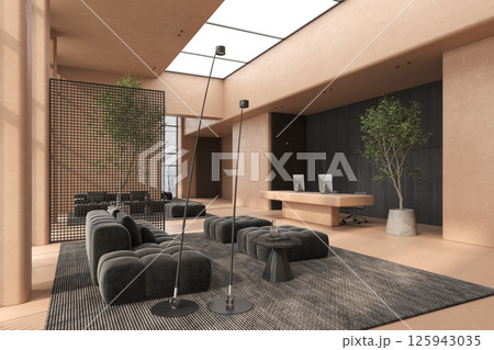 Modern style conceptual reception interior room 3d illustration 125943035