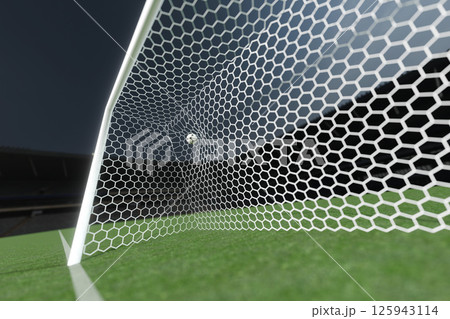 サッカーボールがゴールへ飛びこむイメージ 125943114