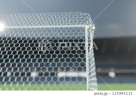 サッカーボールがゴールへ飛びこむイメージ サッカーボールがゴールへ飛びこむイメージ 125943115