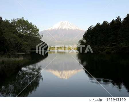 雪の富士山と逆さ富士 雪の富士山と逆さ富士 125943160