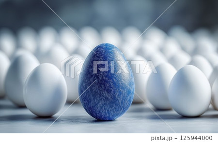 Leadership concept, individuality, blue egg. Not like everyone else. Special, idea, motivation 125944000