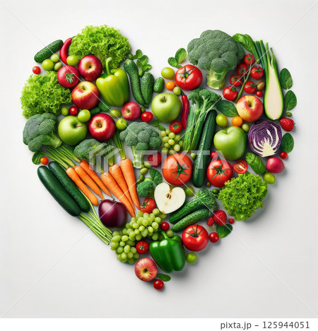 Farm vegetables harvest laid out in heart shape. Concept growing organic vegetables and eco-friendly shopping 125944051
