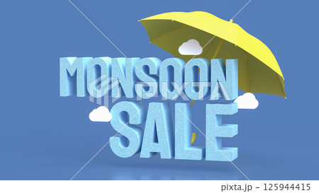 The Yellow umbrella for monsoon sale concept 3d Rendering. 125944415