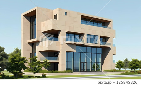 modern apartment building on a sunny day 125945826