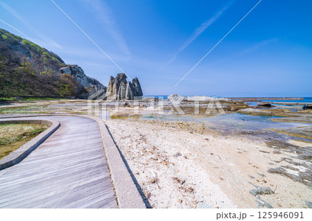「青森県」仏ヶ浦の遊歩道　下北半島 125946091