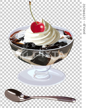 Coffee jelly (with spoon) Coffee jelly (with spoon) 125946202