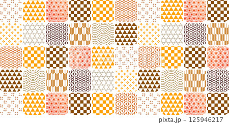 オレンジ　和柄　秋　背景	 125946217