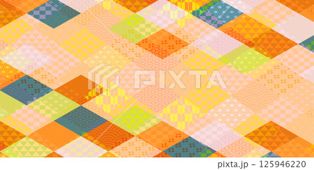 オレンジ　和柄　秋　背景	 125946220