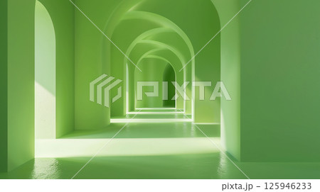 緑色のアーチ状回廊 緑色のアーチ状回廊 125946233