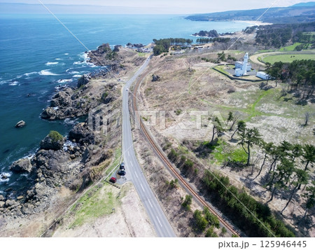 「青森県」春の種差海岸をドローンで空撮 八戸市 「青森県」春の種差海岸をドローンで空撮 八戸市 125946445