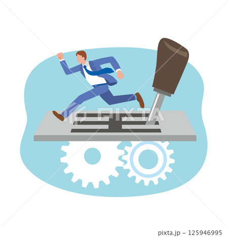 ギアを上げて進むビジネスマン ギアを上げて進むビジネスマン 125946995