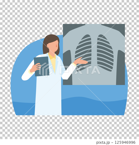 胸部レントゲンと医師 125946996