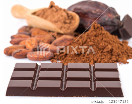 チョコレート　カカオの実　カカオ豆　カカオパウダー 125947122