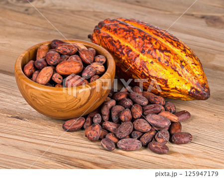 カカオの実　カカオ豆 125947179