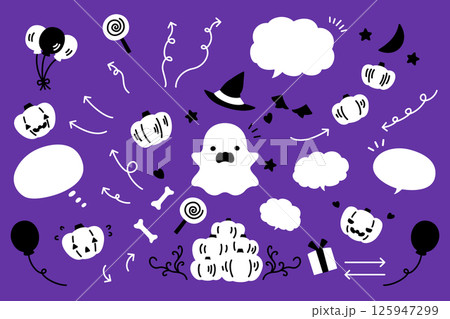 かわいいハロウインのイラストセット 125947299