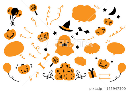 かわいいハロウインのイラストセット 125947300