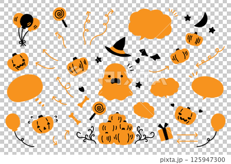 かわいいハロウインのイラストセット 125947300