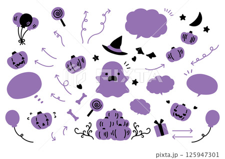 かわいいハロウインのイラストセット 125947301