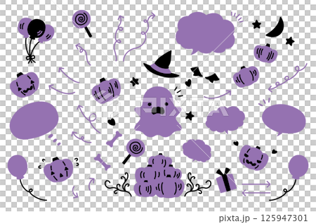 可愛的萬聖節插圖集 125947301