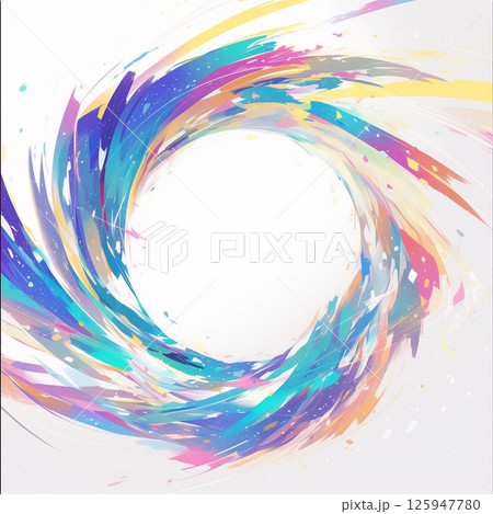 カラフルな螺旋が描く幻想的でダイナミックな抽象アート 125947780