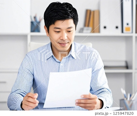 書類を読むサラリーマン 125947820