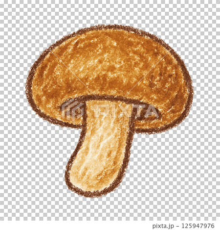 クレヨンテクスチャのかわいいしいたけイラスト 125947976