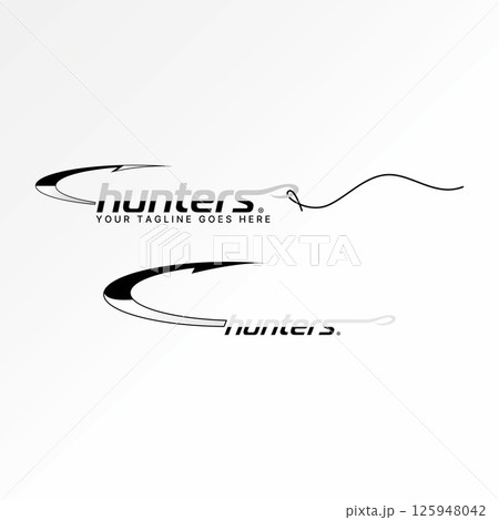 Logo design graphic concept creative premium vector stock image top sell fishing hook Hunters fisher predator monster marine to hunting river reptile 125948042