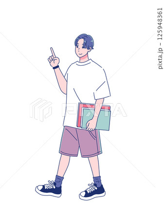 元気なアニメ調の男子生徒 全身 元気なアニメ調の男子生徒 全身 125948361