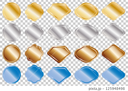 一套各種形狀的金、銀、銅和鉑金金屬框架 一套各種形狀的金、銀、銅和鉑金金屬框架 125948498