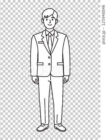 Simple black and white illustration of a standing male businessman Simple black and white illustration of a standing male businessman 125948846
