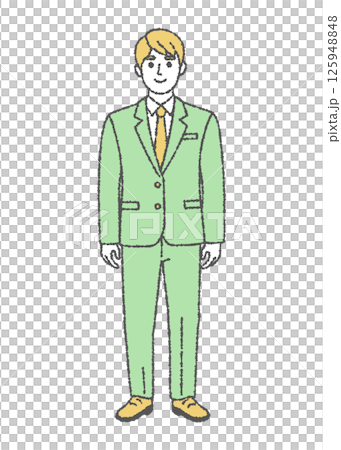 立ち姿の男性ビジネスマンのシンプルなカラーイラスト 125948848