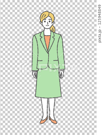一位站立的女商人的簡單彩色插圖 125948849