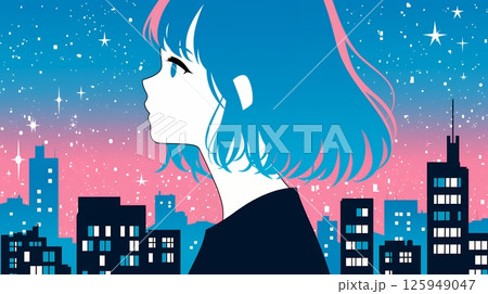 空を見上げる女の子 空を見上げる女の子 125949047