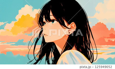 空を見上げる女の子 125949052