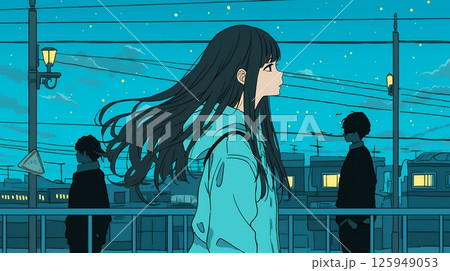 空を見上げる女の子 125949053