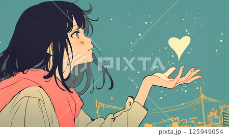 空を見上げる女の子 125949054