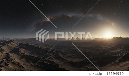 広大で荒涼とした異星人の風景、岩だらけの惑星表面 125949394