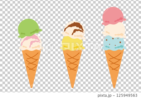 雙層與三層冰淇淋甜筒 125949563