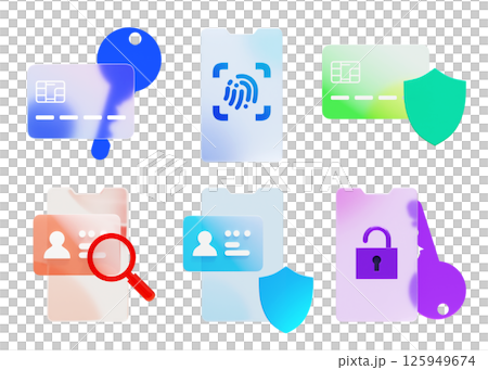 glassmorphism cyber security 3D icon set 125949674