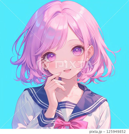 セーラー服の少女_ピンクヘアー_1 125949852