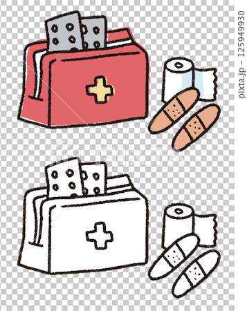 Pen-drawn first aid kit 125949930