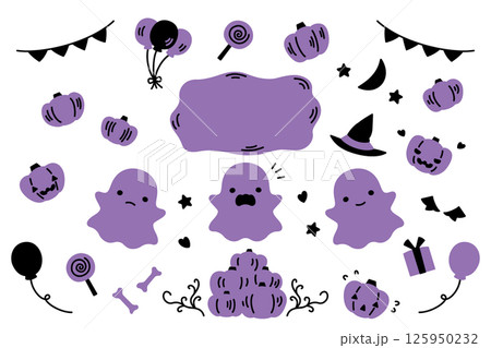 ハロウィンとかぼちゃおばけのかわいいイラスト 125950232