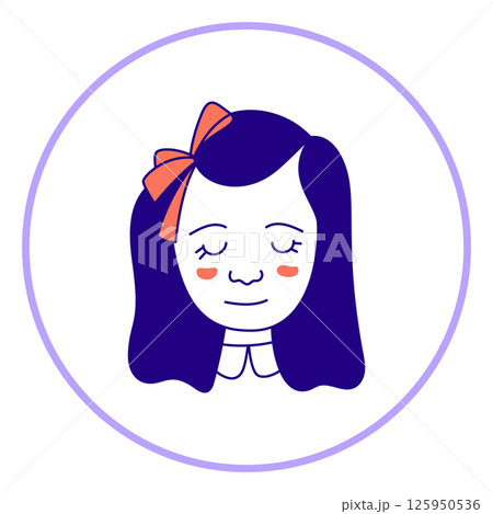 Hand drawn doodle face. Simple avatar portrait of girl various ages for social media, apps, icons, website 125950536