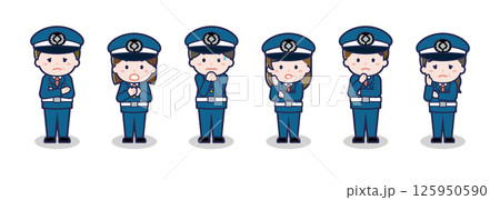 いろいろな人物セット_困惑_警備員 125950590