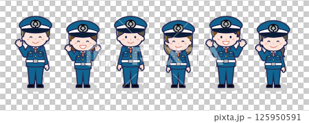 いろいろな人物セット_笑顔_警備員 125950591