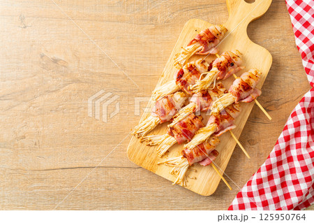 Bacon Wrapped Golden Needle Mushroom Bacon Wrapped Golden Needle Mushroom 125950764