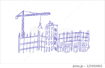 Building crane sketch Building crane sketch 125950901
