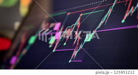Technical stock chart showing upward trend 125951212
