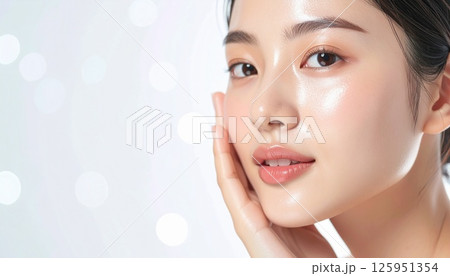 白バック透き通る美肌の女性 125951354